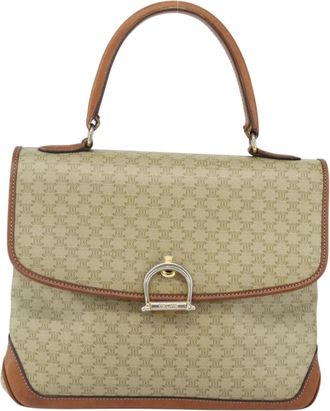 Celine Vintage Macadam Handbag Canvas And Leather Beige Canvas Handbag (Pre-Owned)