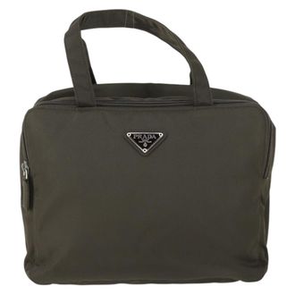 Prada Vintage Handbag Tessuto Khaki Nylon Handbag (Pre-Owned)