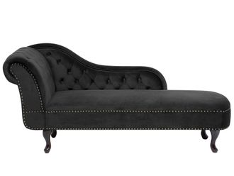 Beliani Beliani - Chaise Longue In Velluto Nero Versione Sinistra Stile Chesterfield Nimes