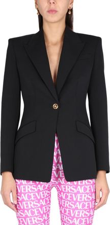 Versace Black Peaked Lapel Blazer