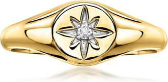 Ross-Simons 18kt Gold Over Sterling North Star Ring With Single Lab-Grown Diamond