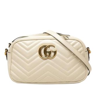 Gucci Pre-owned Quilted Crossbody Bag - Dames - Pre-owned - Beige - Maat: ONE Size Leer