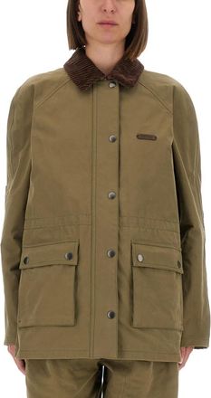 Moschino Green Solid Shirt Collar Jacket