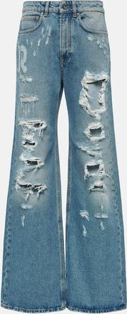 Paco Rabanne Distressed high-rise wide-leg jeans