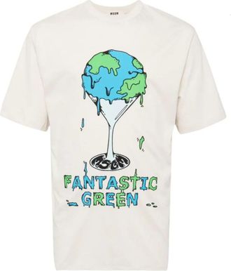 Msgm Grijs Jersey Weefsel T-shirt met Inktprint - Heren - T-shirts - Grijs - XS - Katoen - Tops