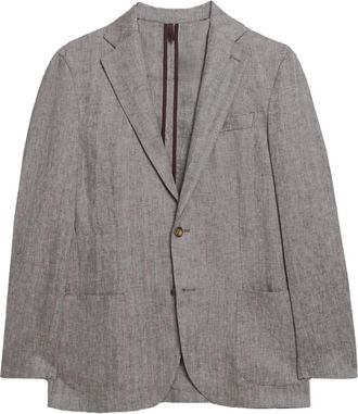 Brooks Brothers Blazer in lino con motivo a spina di pesce - Marrone