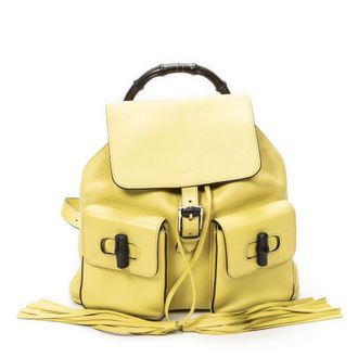 Gucci Pre-owned Womens Medium Bamboo Tassel Backpack - Yellow - One Size