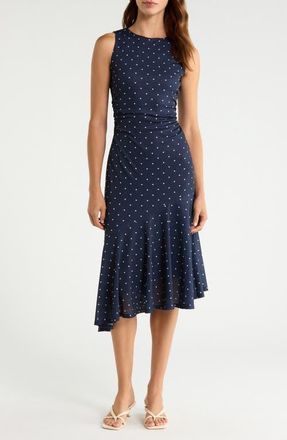 Rails Daija Polka Dot Sleeveless Asymmetric Midi Dress in Navy Polka Dots at Nordstrom, Size Xx-Large