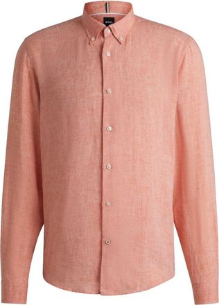HUGO BOSS Hemd - Heren - Casual Overhemden - Oranje - M - Overhemden