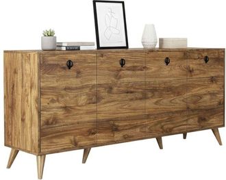 Dmora Credenza Dagon, Buffet da soggiorno, Madia da salotto, Dispensa da cucina, 180x45 h80 cm, Noce - Dmora