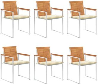 vidaXL Vidaxl - Sillas De Jard&iacute;n Y Cojines 6 Unidades Madera Maciza De Acacia