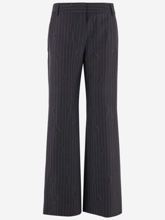 Off-white Grey Pinstriped Trousers