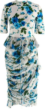 Richard Quinn Ruffled Floral-print Crepe De Chine and Jersey Dress Size S