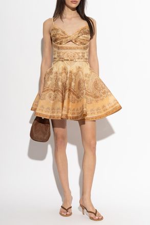 Zimmermann Patterned Strappy Dress, Womens, Beige