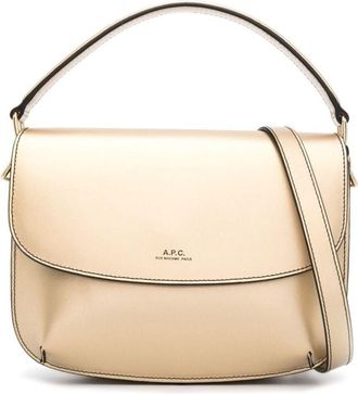 A.P.C. logo-print tote bag - women - Calf Leather/Cotton - One Size - Gold
