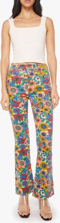 Mother High Waisted Weekender Skimp Flared Jeans In Track And Flower Fields