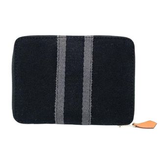 Herm&egrave;s Black Gray Canvas Coin Purse/Coin Case (Pre-Owned)