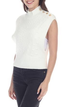 Rain + Rose Cable Stitch Sweater Vest in White at Nordstrom, Size X-Large