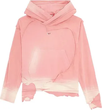 Diesel Pink Distressed Hood Sweatshirt
