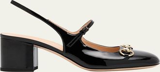 Gucci Lady Patent Bit Slingback Pumps