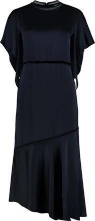Fabiana Filippi Midi-jurk van enver satijn - Dames - Casual kleedjes - Blauw - XS - Satijn - Kleedjes