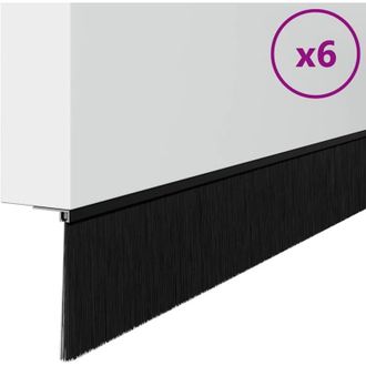 vidaXL Sellos De Cepillo Para Puertas Autoadhesivos 12 Pcs Negro Vidaxl