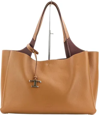 Tod's Brown Leather Shoulder Bag Tote Bag (Pre-Owned)