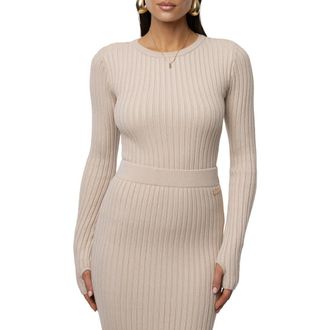 JLUXLABEL Overcast Ribbed Top in Stone at Nordstrom, Size Medium L