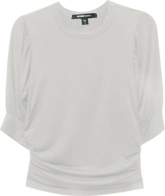 Fifteen Twenty Womens Shirred Puff Sleeve Top In Grey