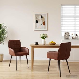vidaXL Vidaxl Sedie Da Pranzo 2 Pz Similpelle Marrone Lucido 57 X 50 X