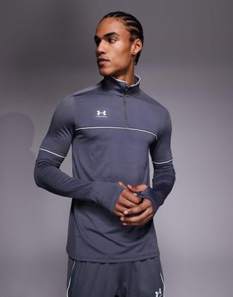Under Armour Challenger - Maglia da allenamento grigio castlerock con zip corta