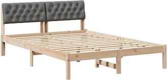 vidaXL Estructura De Cama Negro Y Gris Oscuro 150 X 200 Cm Vidaxl