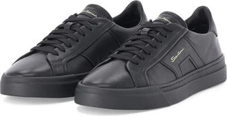 Santoni Double Buckle Sneaker - Heren - Sneakers - Zwart - 41 1/2 EU - Leer - Schoenen