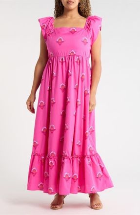 Sugarlips Scarlett Floral Mazy Cotton Maxi Dress in Fuchsia-Pinks at Nordstrom, Size 3X