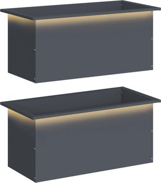 vidaXL Jardinera Para Jard&iacute;n Con Luces Led 2 Uds. Antracita Vidaxl