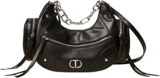 Twinset Croissant Hobo Tas - Dames - Schoudertassen - Zwart - ONE Size - Polyester - Tassen
