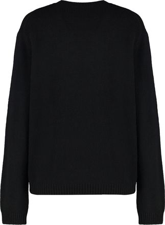 Maison Kitsun&eacute; Womens Crew Neck Merino Wool Sweater Black