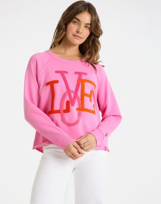 Lieblingsst&uuml;ck Sweatshirt LIEBLINGSST&Uuml;CK BirdieL, Damen, Gr. 4XL, rosa, Sweatware, Obermaterial: 80% Baumwolle, 20% Polyester, gemustert, mehrfarbig, normal, Rundhal