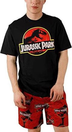 Bioworld T-Shirt Mens Black Jurassic Park Logo Short Sleeve Crew Neck FROG450