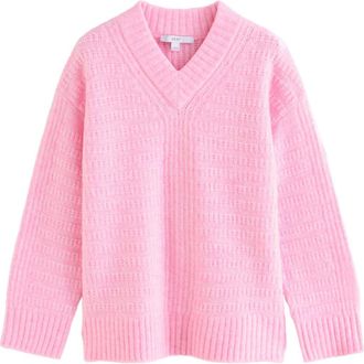 Next V-Neck Ribbed Sweater in Pink at Nordstrom, Size Medium