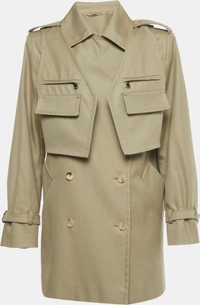 Max Mara Khaki Green Gabardine Double Breasted Peonie Coat