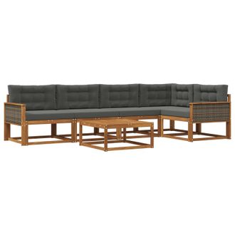 vidaXL Conjunto De Sof&aacute;s De Exterior 6 Pcs Natural Y Antracita Vidaxl