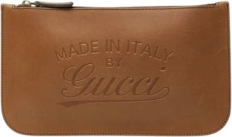 Gucci Pre-owned Handbag Pouch - Dames - Vintage Clutch - Bruin - ONE Size - Leer - Vintage