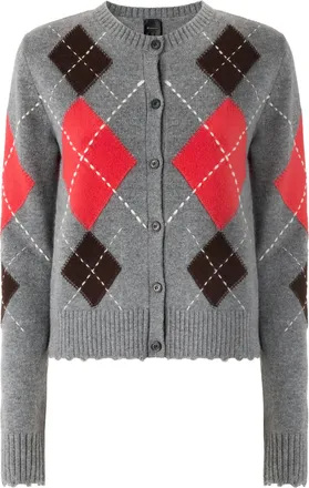 Pinko Straight Silhouette Argyle Pattern Cardigan