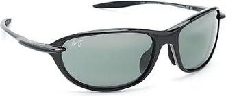 Maui Jim Hookipa Ultra R Fashion Mens Sunglasses Shiny Black/Neutral Grey Polarized, Nylon