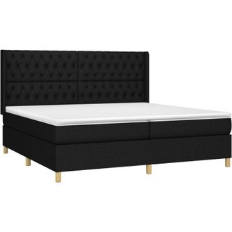 vidaXL Vidaxl - Cama Box Spring Con Colch&oacute;n Tela Negro 200x200 Cm