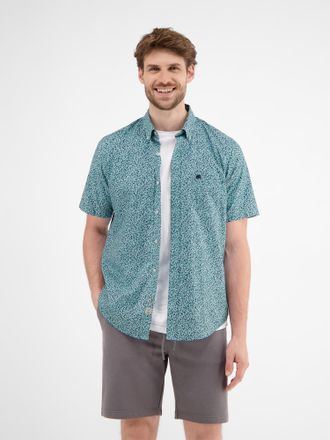 Lerros Kurzarmhemd LERROS LERROS Halbarmhemd mit Minimalmuster, Herren, Gr. S, Normalgr&ouml;ssen, blau (coastal blau), 100% Baumwolle, Hemden Kurzarmhemd