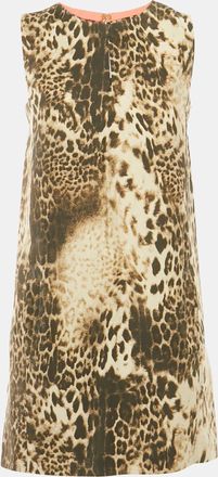 Maje Brown Leopard Pattern Linen Blend Shift Dress