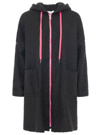 Zwillingsherz Kurzmantel ZWILLINGSHERZ Neon, Damen, schwarz, Boucl&eacute;, Obermaterial: 100% Polyacryl, unifarben, Po-bedeckend, ohne Ausschnitt, gerader Abschluss, M&auml;nt