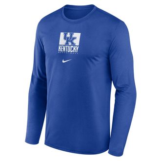 Nike Kentucky Courtside Nike Mens Dri-FIT College Long-Sleeve T-Shirt in Blue | 02TJ4EVNKY-NB7